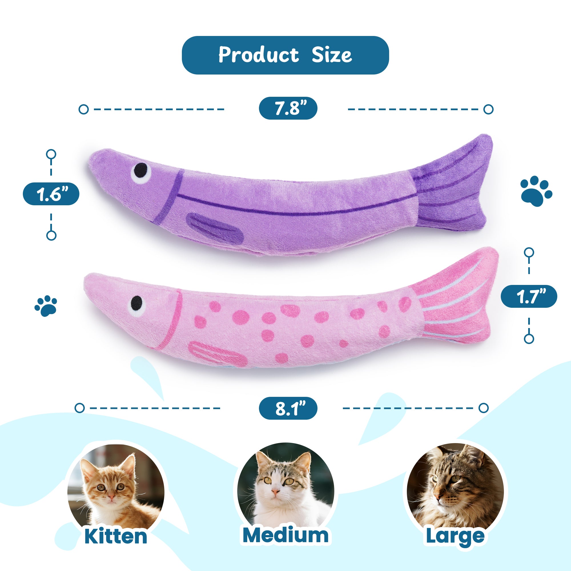 2 Pack Trophy Fish 100% Pure Catnip Filled Crinkly Cat Toys