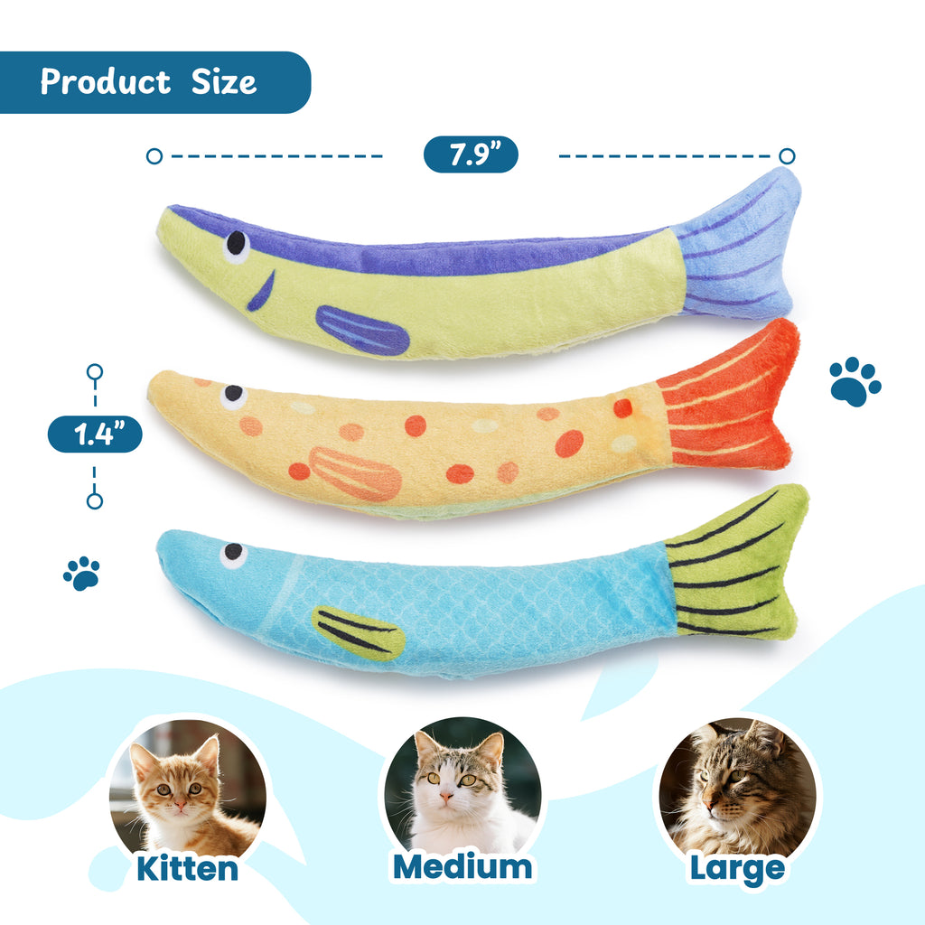 3 Pack Trophy Fish 100% Pure Catnip Filled Crinkly Cat Toys