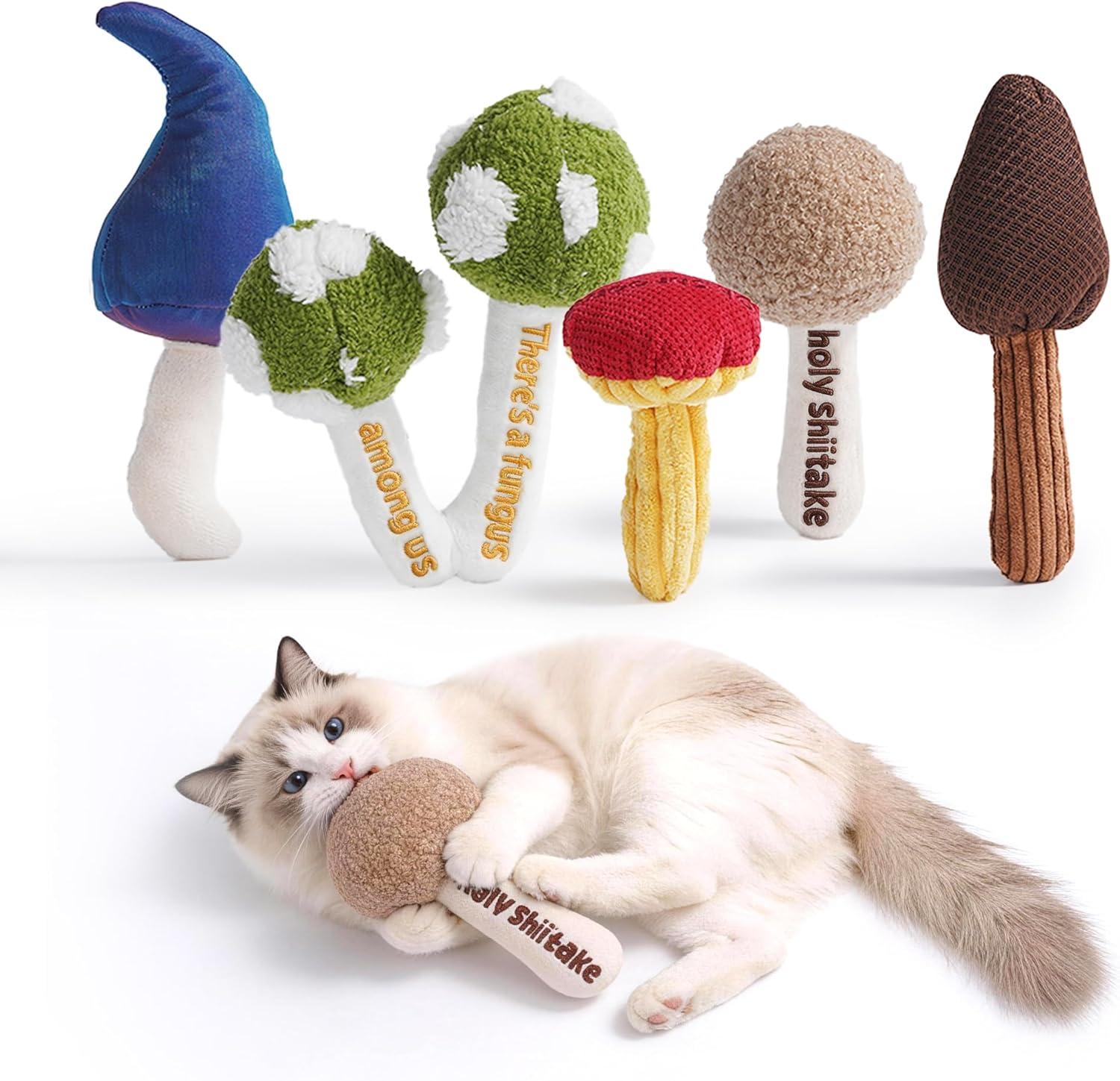 5 Pack Mushroom Natural Catnip Filled Cat Plush Toys