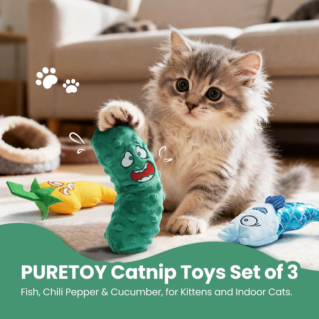 3 Pack Pickled Yummies Natural Catnip Filled Cat Plush Toys