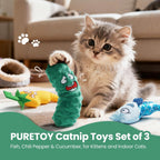 3 Pack Pickled Yummies Natural Catnip Filled Cat Plush Toys