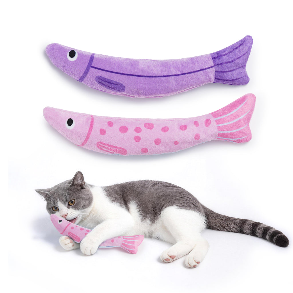 2 Pack Trophy Fish 100% Pure Catnip Filled Crinkly Cat Toys