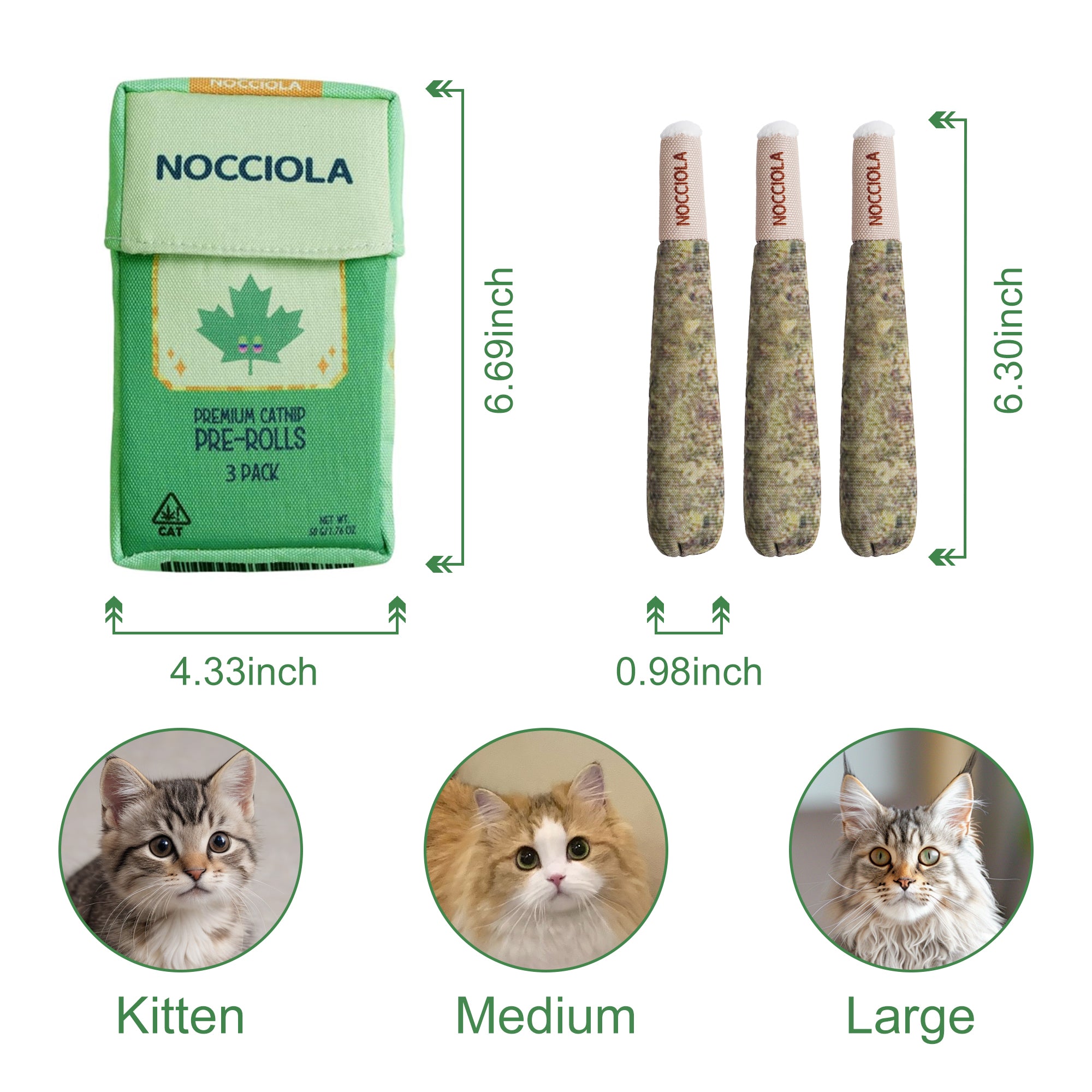 3 Pack Purr-re-roll 100% Pure Catnip Filled Cat Toys