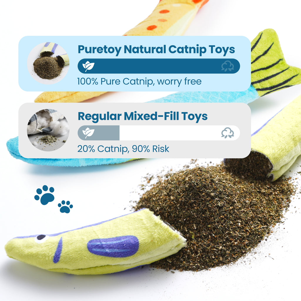 3 Pack Trophy Fish 100% Pure Catnip Filled Crinkly Cat Toys
