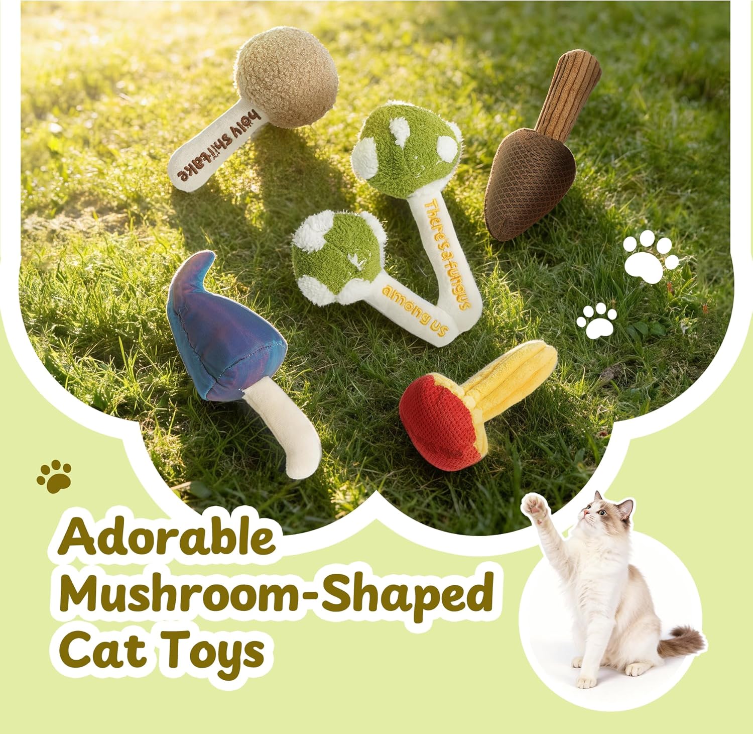 5 Pack Mushroom Natural Catnip Filled Cat Plush Toys