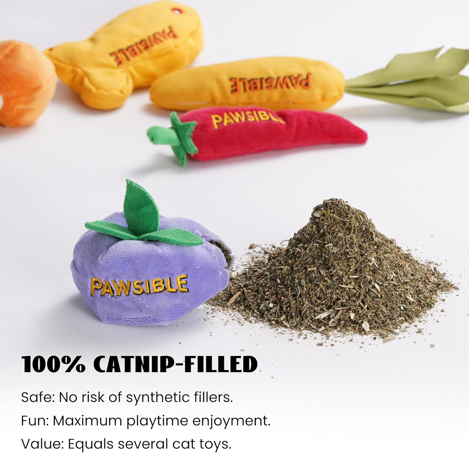 5 Pack Foodie 100% Pure Catnip Filled Cat Toys