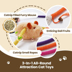 3 Pack Cat Chew Ropes with Catnip Filling Rats & Gall Fruits