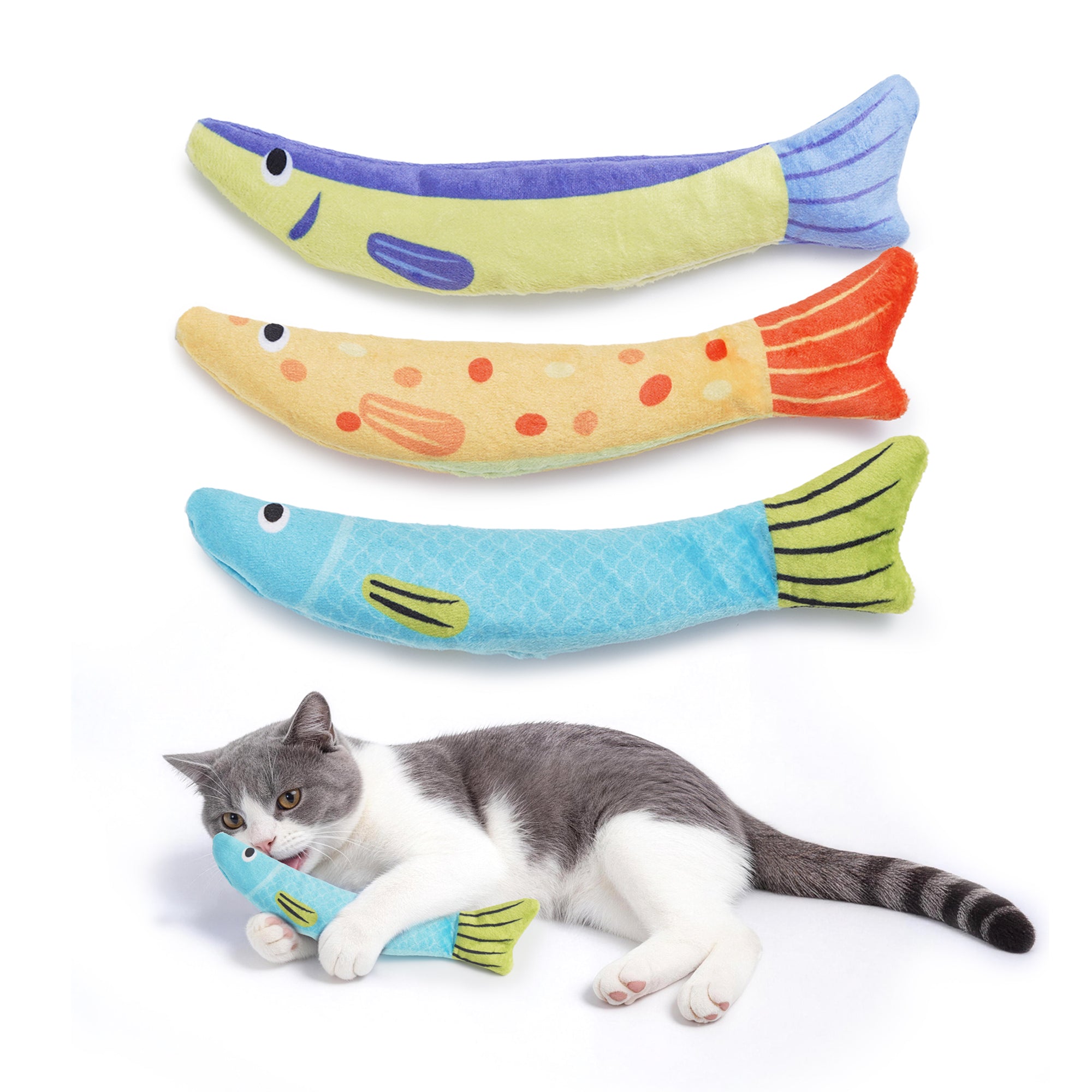 3 Pack Trophy Fish 100% Pure Catnip Filled Crinkly Cat Toys