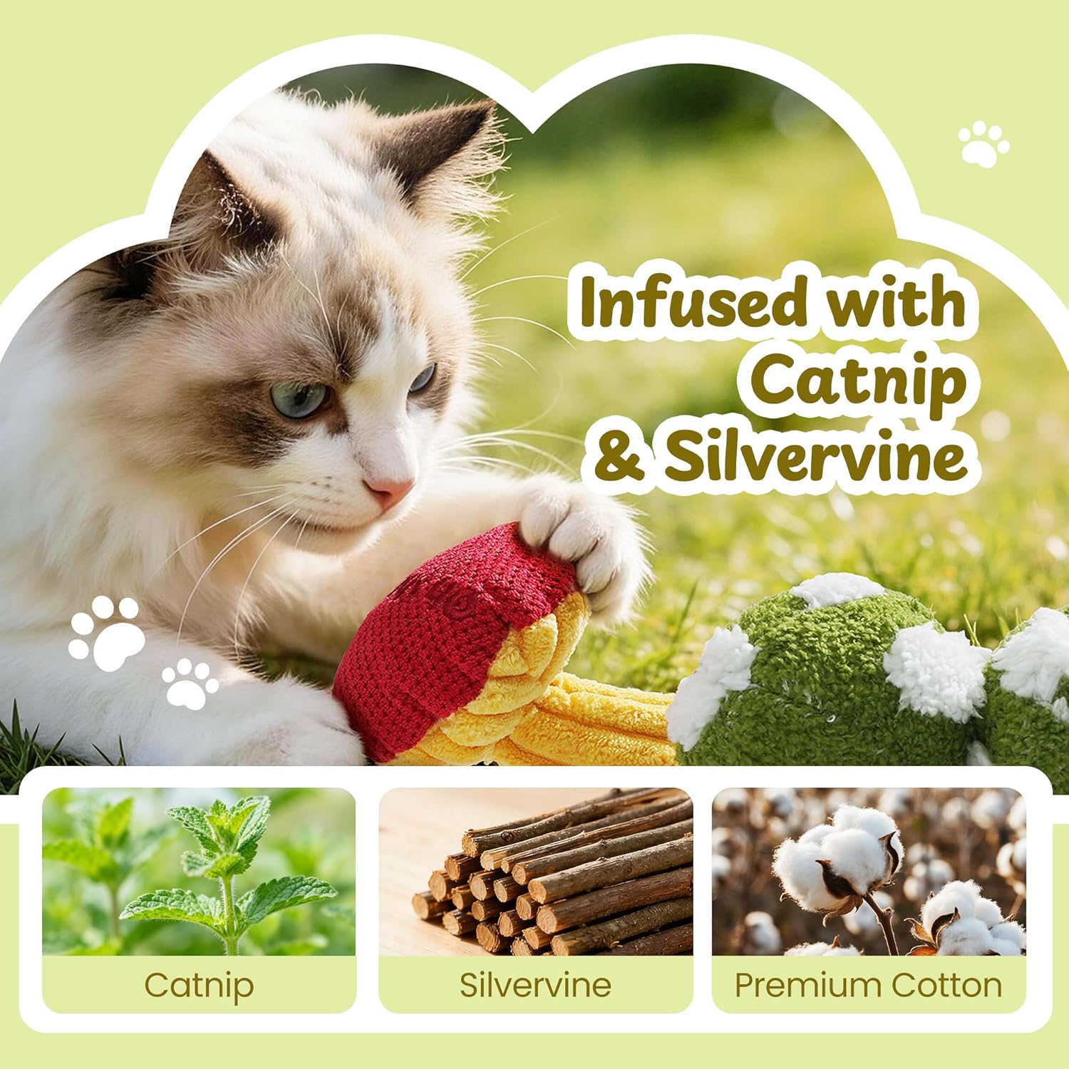 5 Pack Mushroom Natural Catnip Filled Cat Plush Toys
