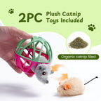 Twittering Rolling Ball Cat Toy with 2 Pack Catnip Rats