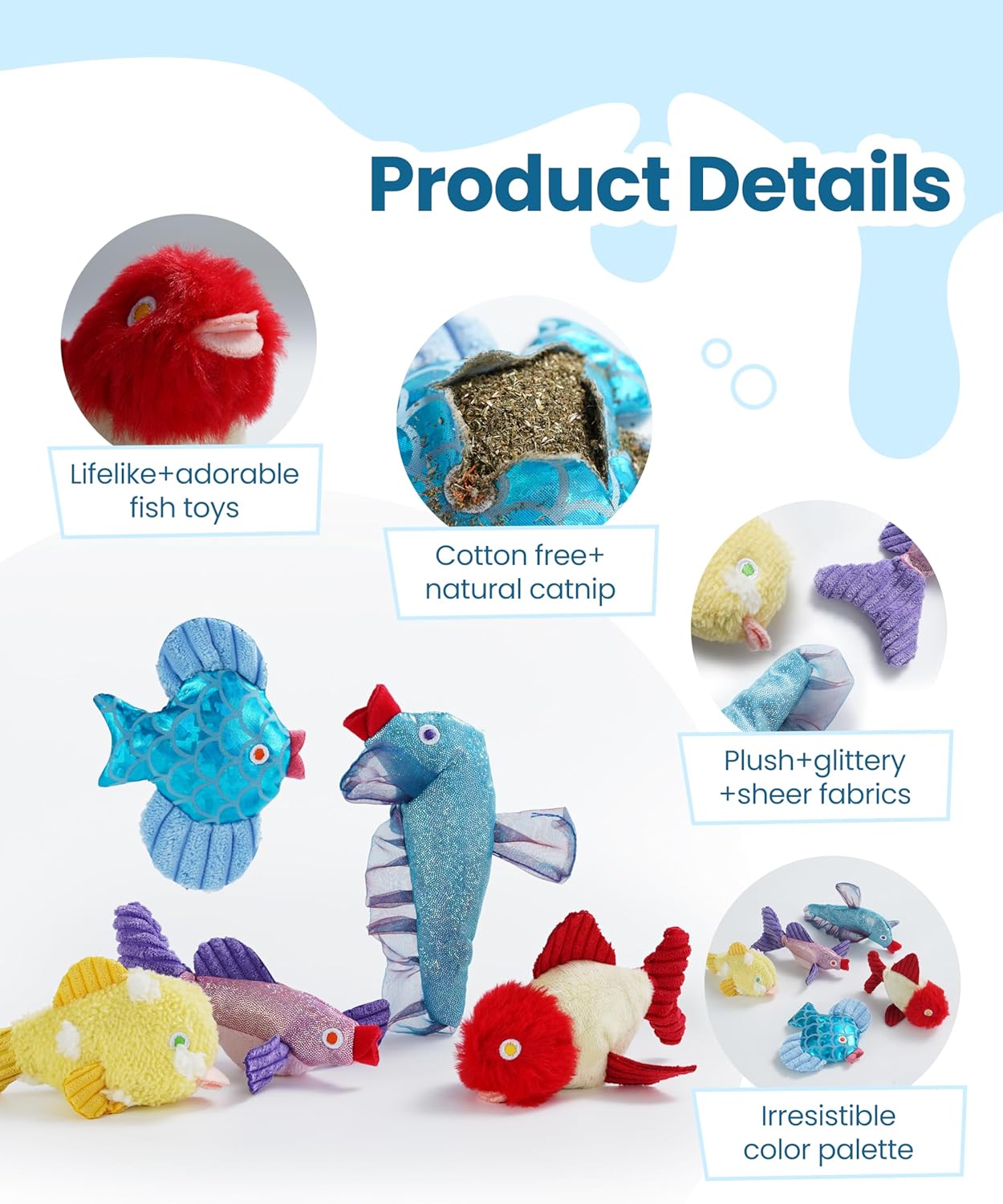 5 Pack Fish Gang Catnip Playset Cat Toys