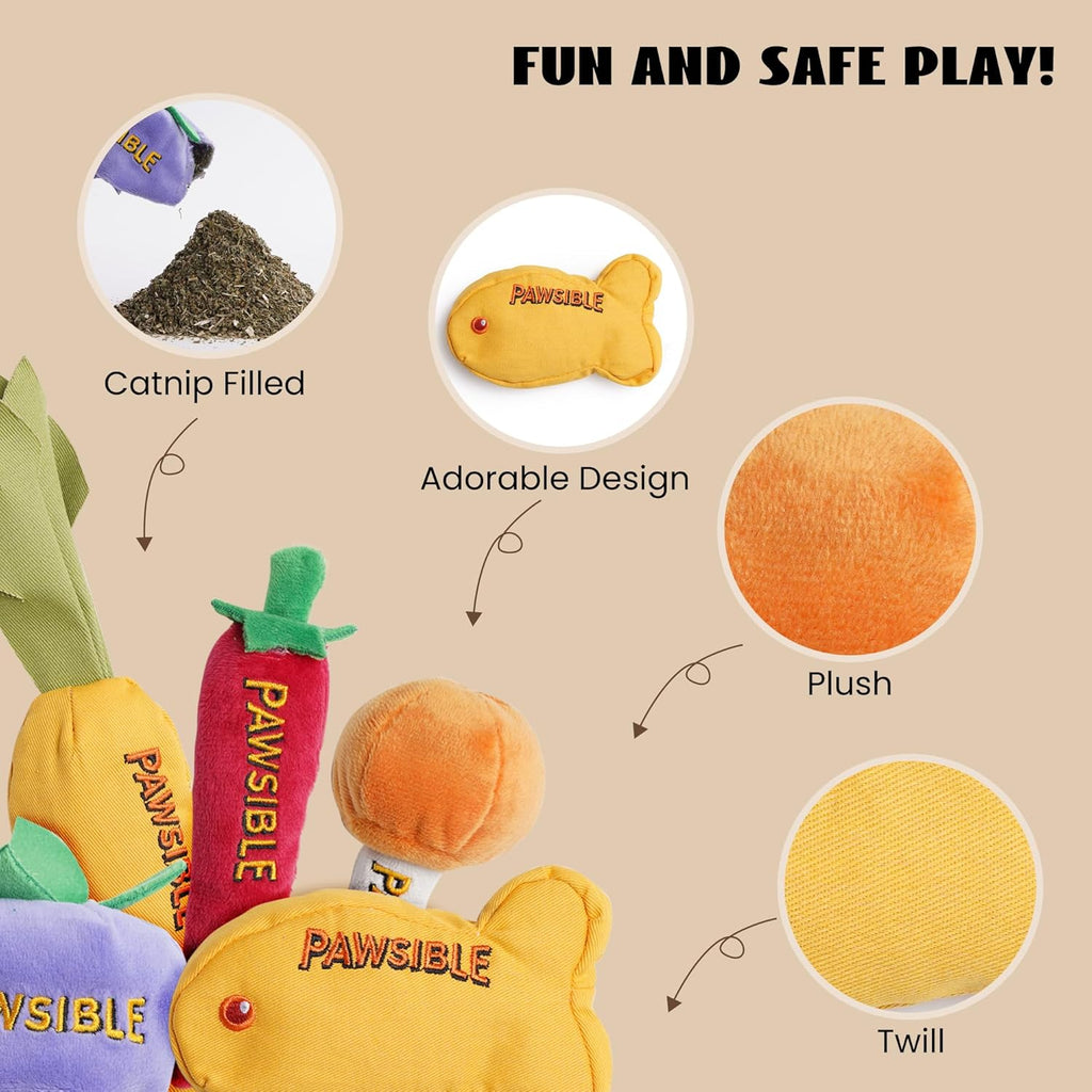 5 Pack Foodie 100% Pure Catnip Filled Cat Toys