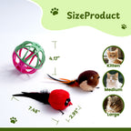 Twittering Rolling Ball Cat Toy with 2 Pack Catnip Birds