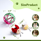 Twittering Rolling Ball Cat Toy with 2 Pack Catnip Bugs