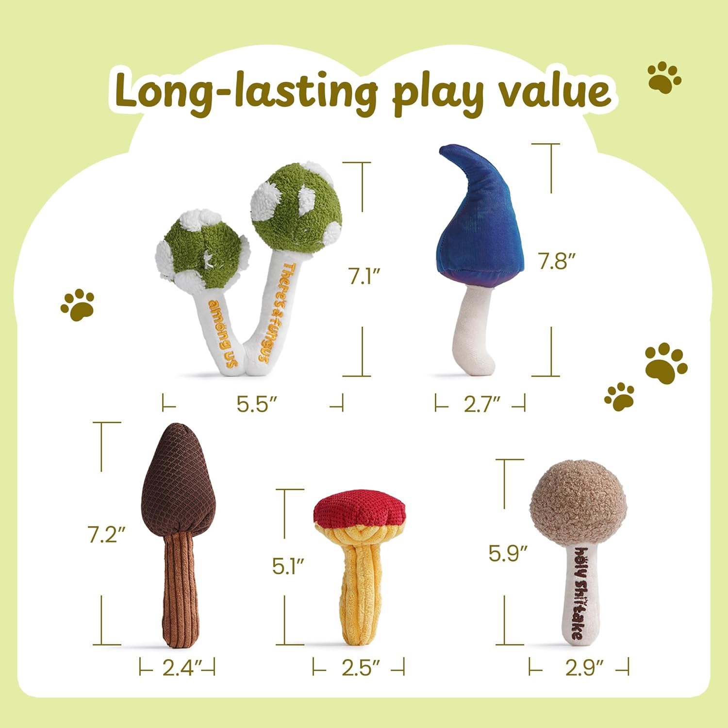 5 Pack Mushroom Natural Catnip Filled Cat Plush Toys
