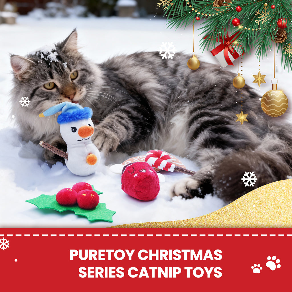 5 Pack Jolly Kitty 100% Pure Catnip Filled Christmas Cat Toys