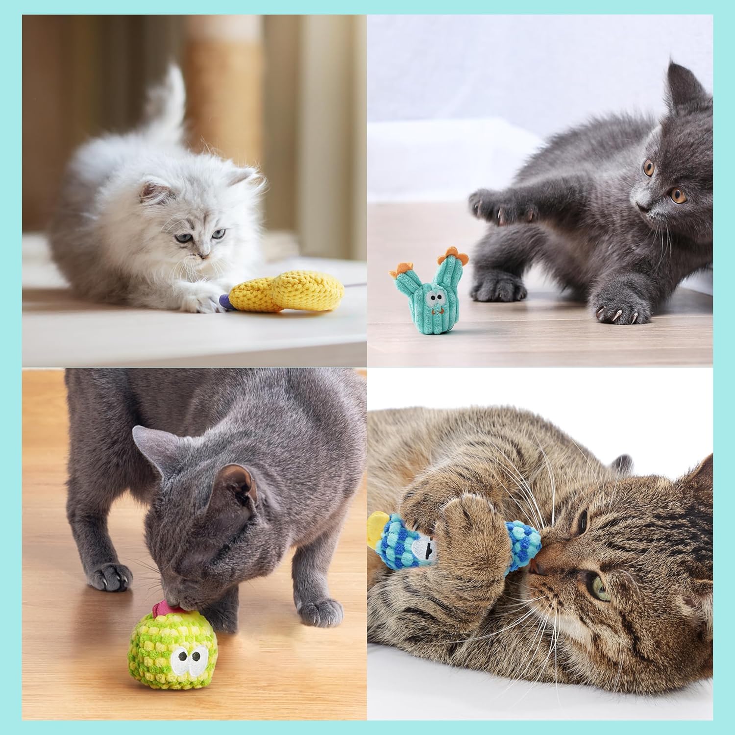 5 Pack Colorful Cactus 100% Pure Catnip Filled Cat Toys