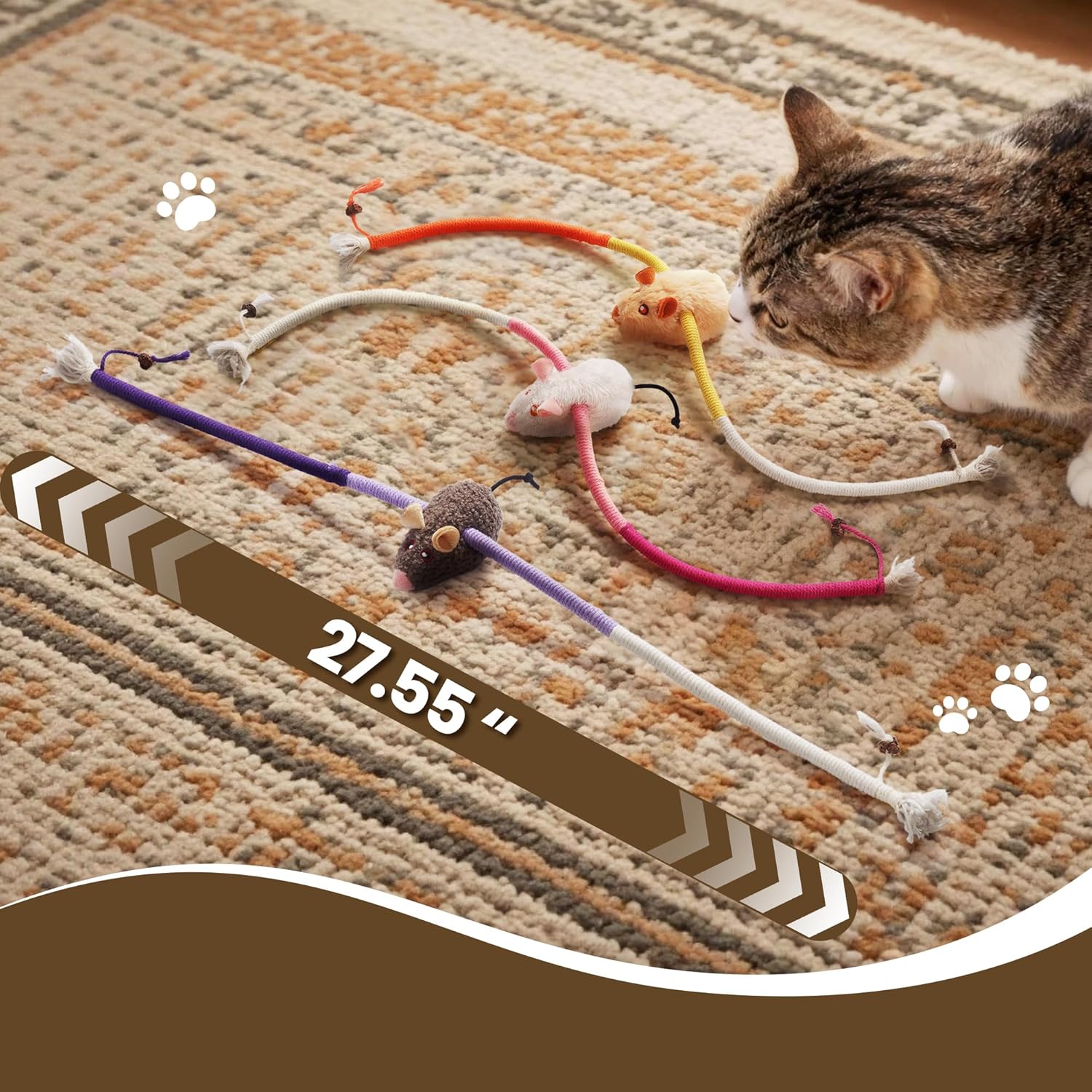 3 Pack Cat Chew Ropes with Catnip Filling Rats & Gall Fruits
