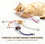 3 Pack Cat Chew Ropes with Catnip Filling Rats & Gall Fruits